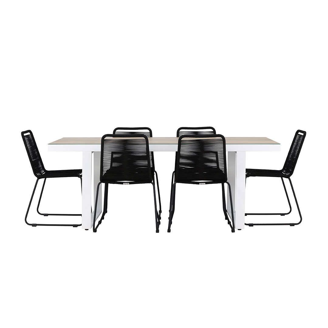 MerloLindos havesæt 1 spisebord, 6 stole hvid