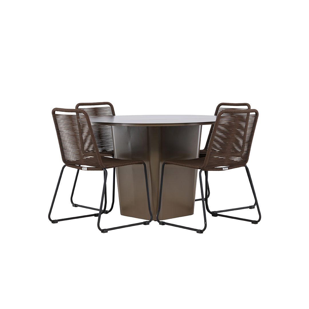 SantaFeLindos havesæt 1 spisebord, 4 stole brun