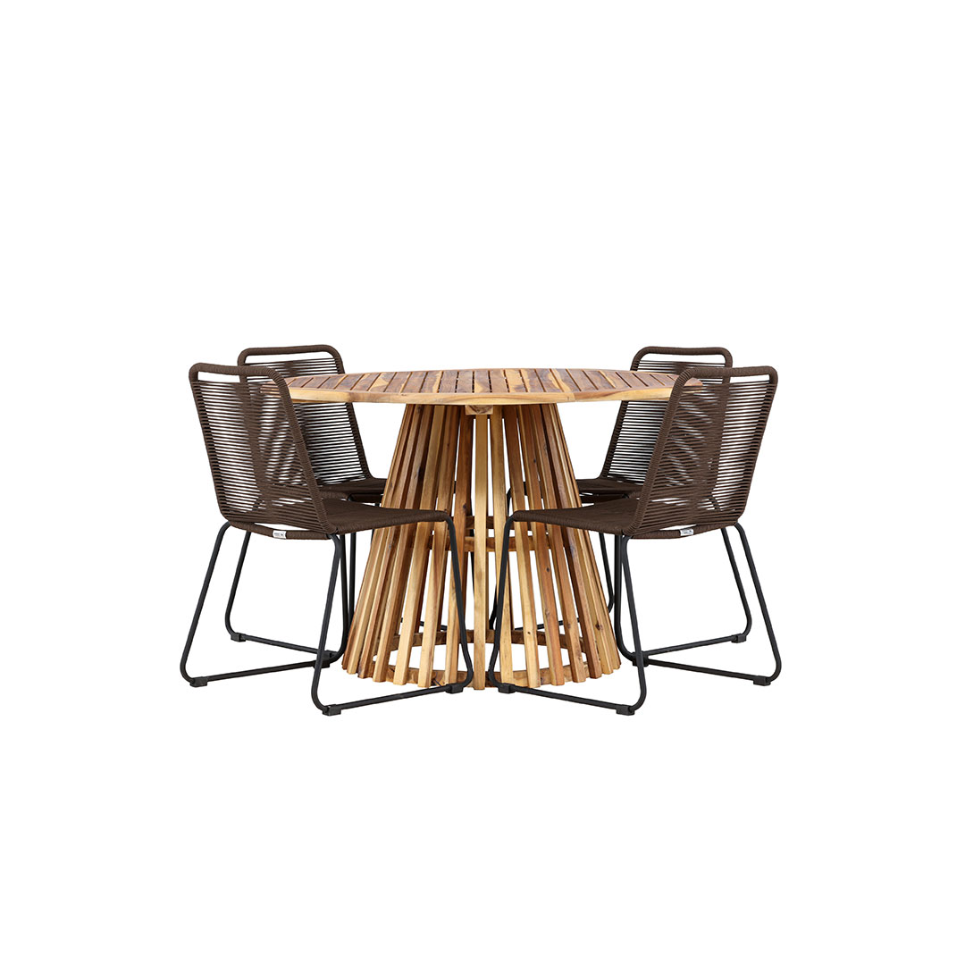 LumpurLindos havesæt 1 spisebord, 4 stole natur