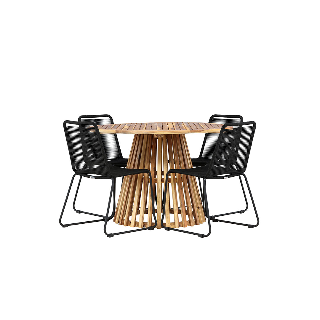 LumpurLindos havesæt 1 spisebord, 4 stole natur