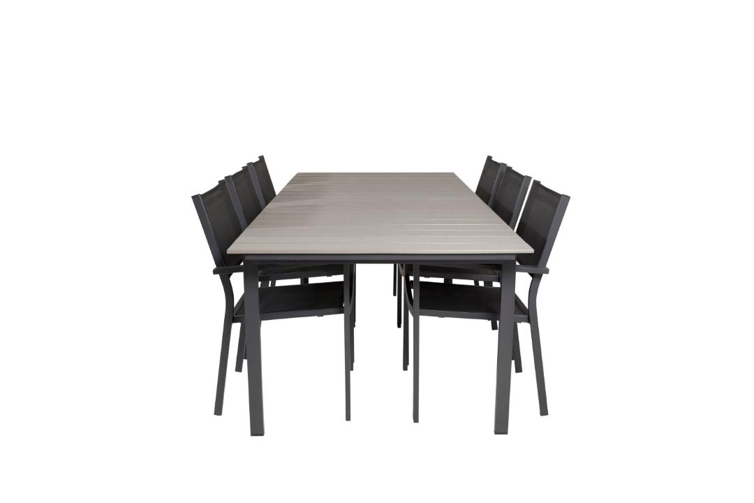 Levels havesæt bord 229x100cm 6 stole Copacabana sort