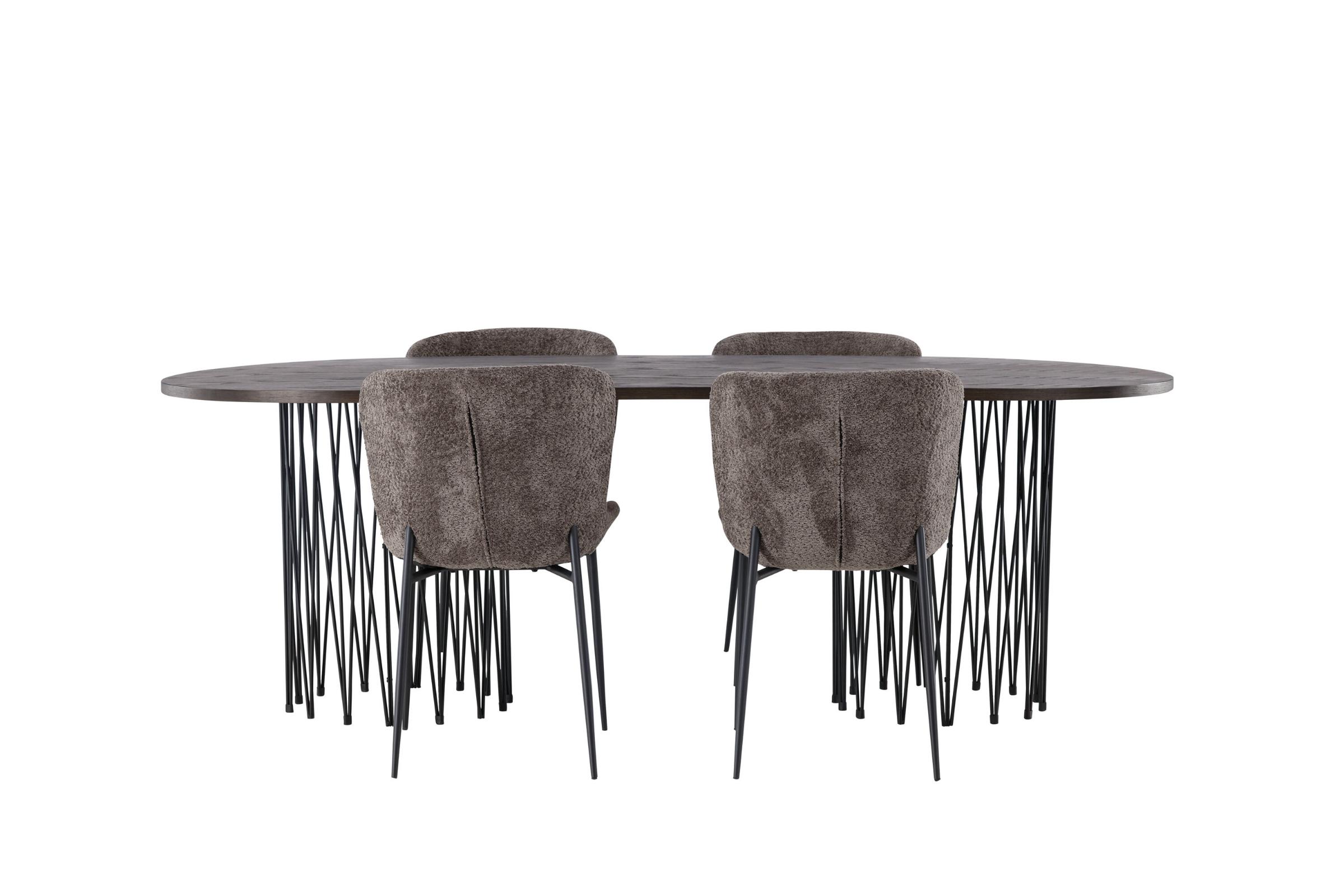 Stone spisebordssæt spisebord mocca 4 stole boucle brun