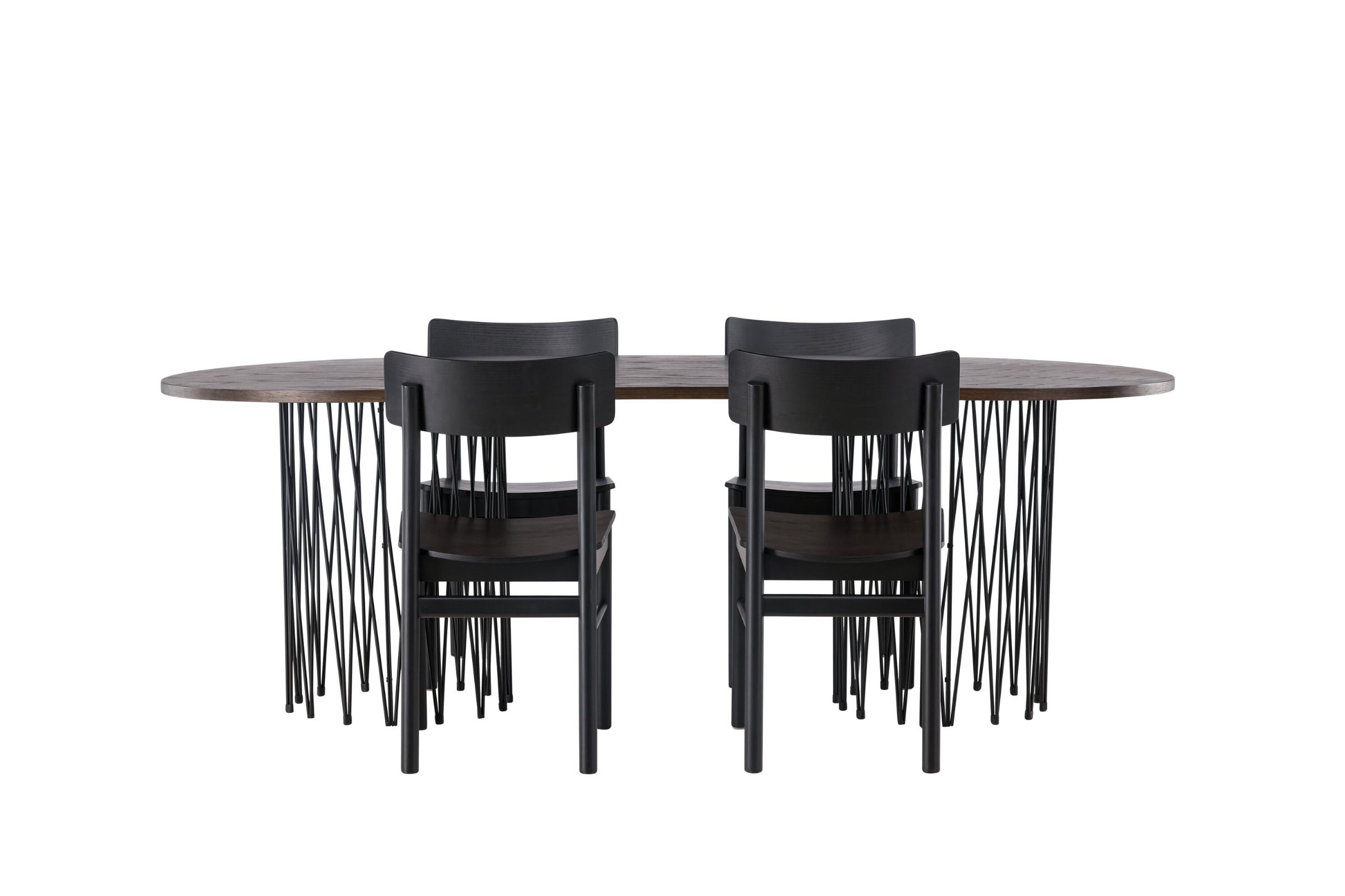 Stone spisebordssæt spisebord mocca 4 stole sort
