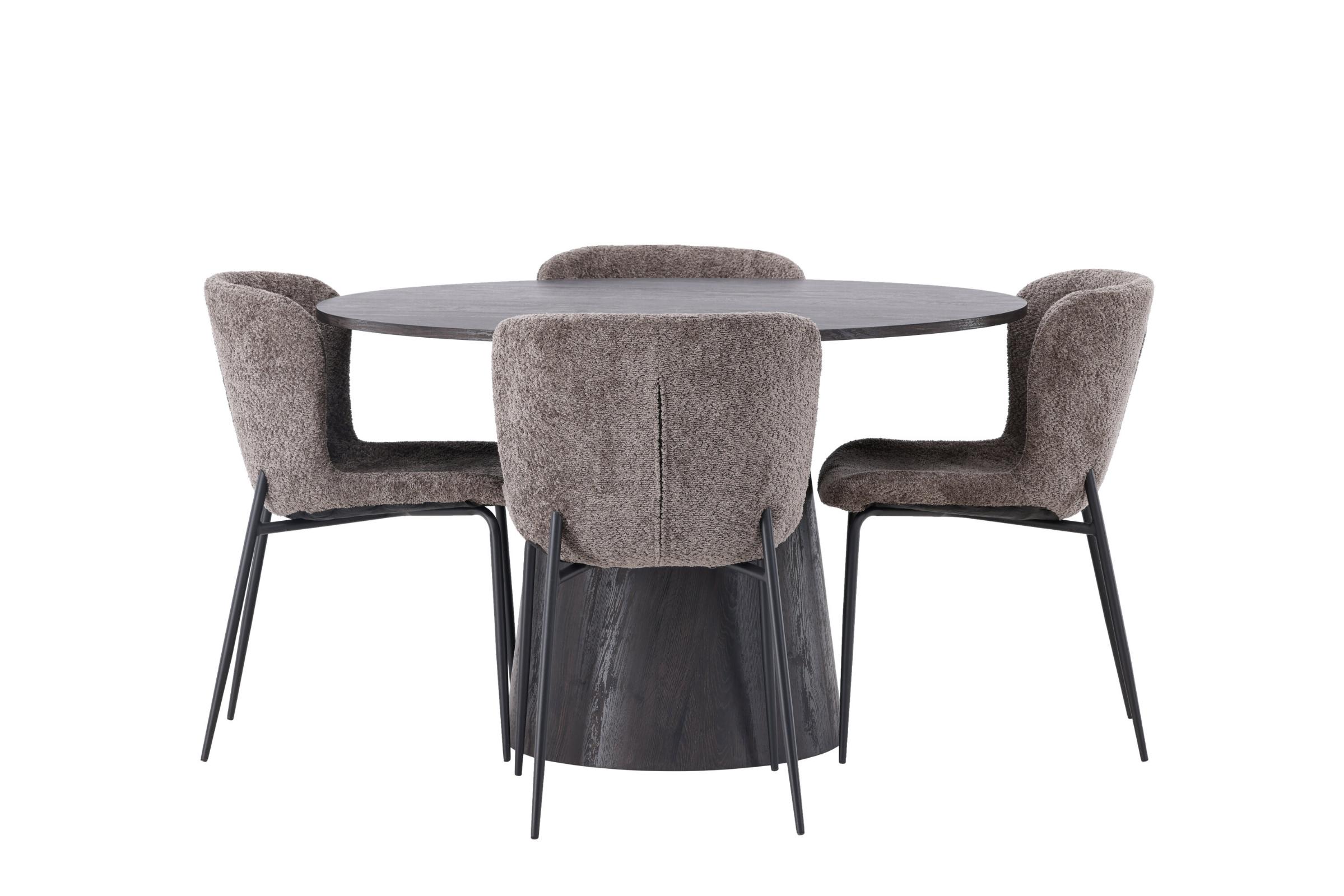 Lanzo spisebordssæt spisebord mocca 4 stole boucle brun