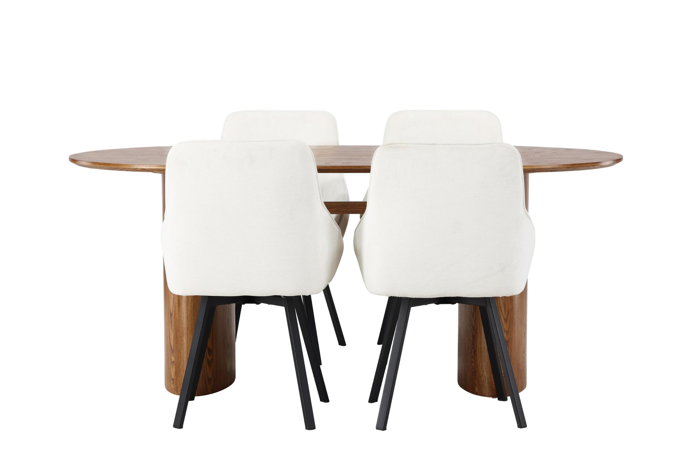 Isolde spisebordssæt spisebord natur 4 stole beige