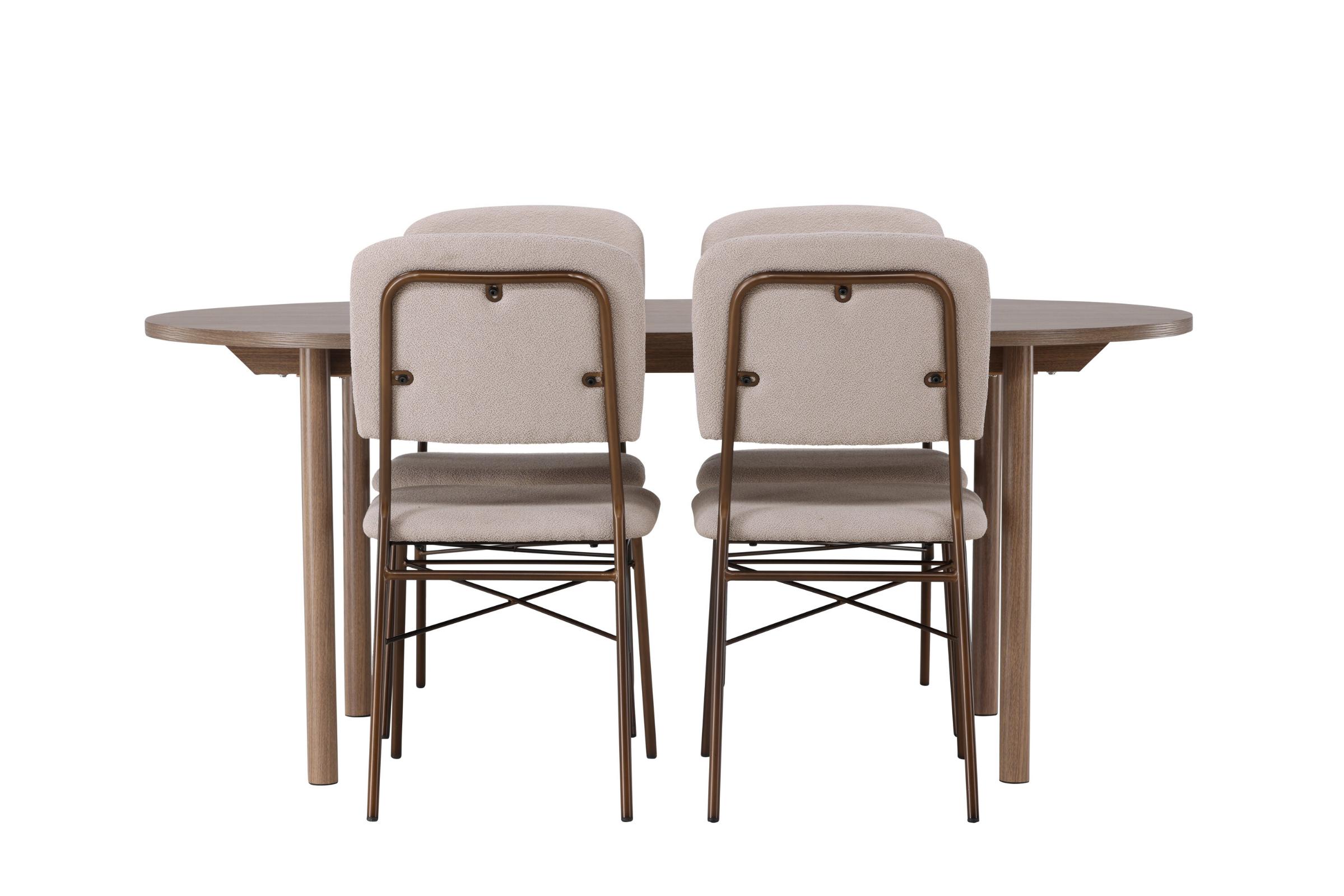 Andy spisebordssæt spisebord natur 4 stole beige