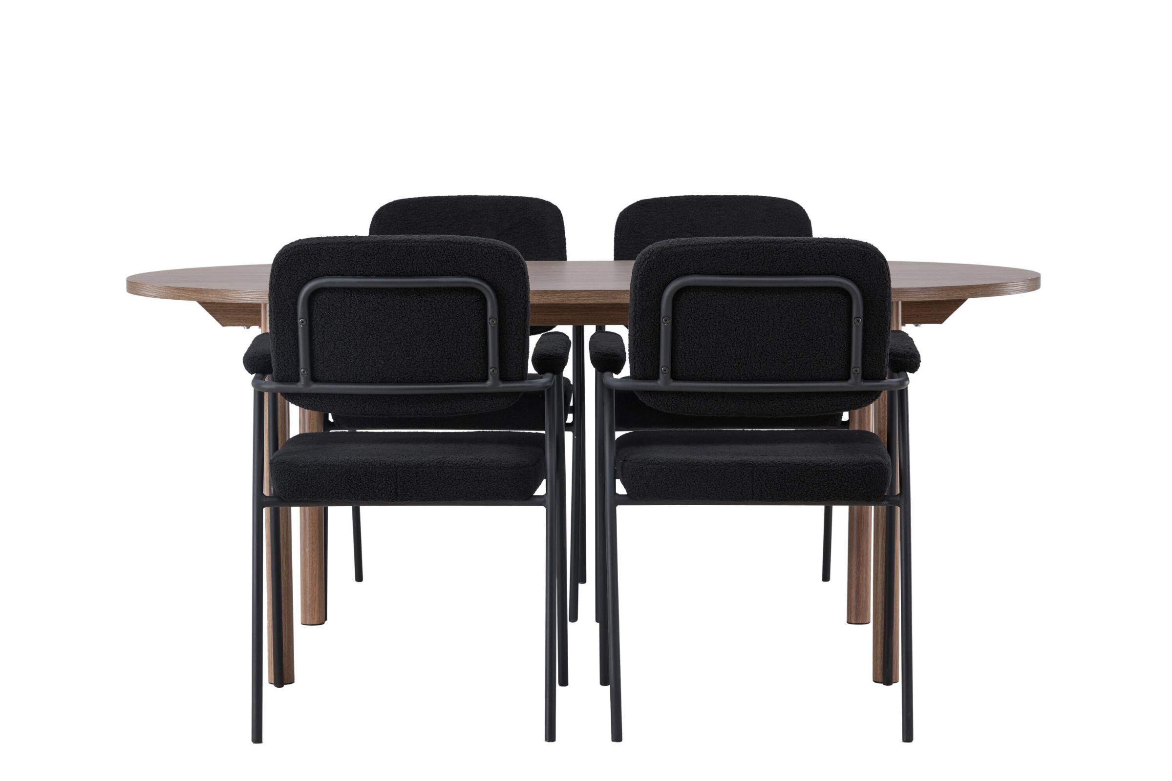 Andy spisebordssæt spisebord natur 4 stole boucle sort