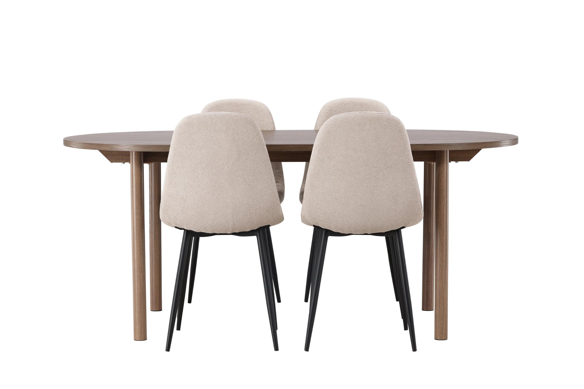Andy spisebordssæt spisebord natur 4 stole boucle beige