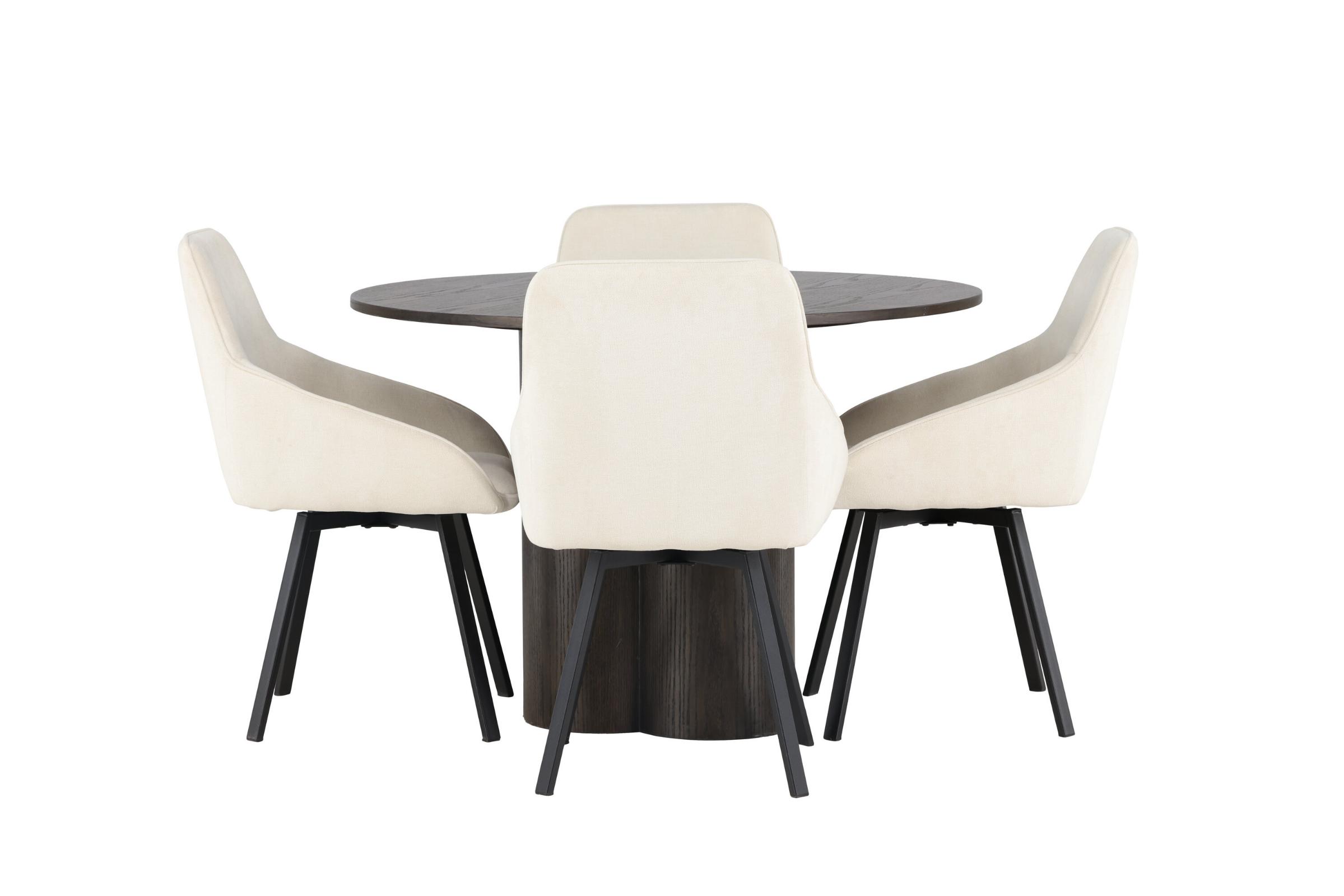 Olivia spisebordssæt spisebord mocca 4 stole beige