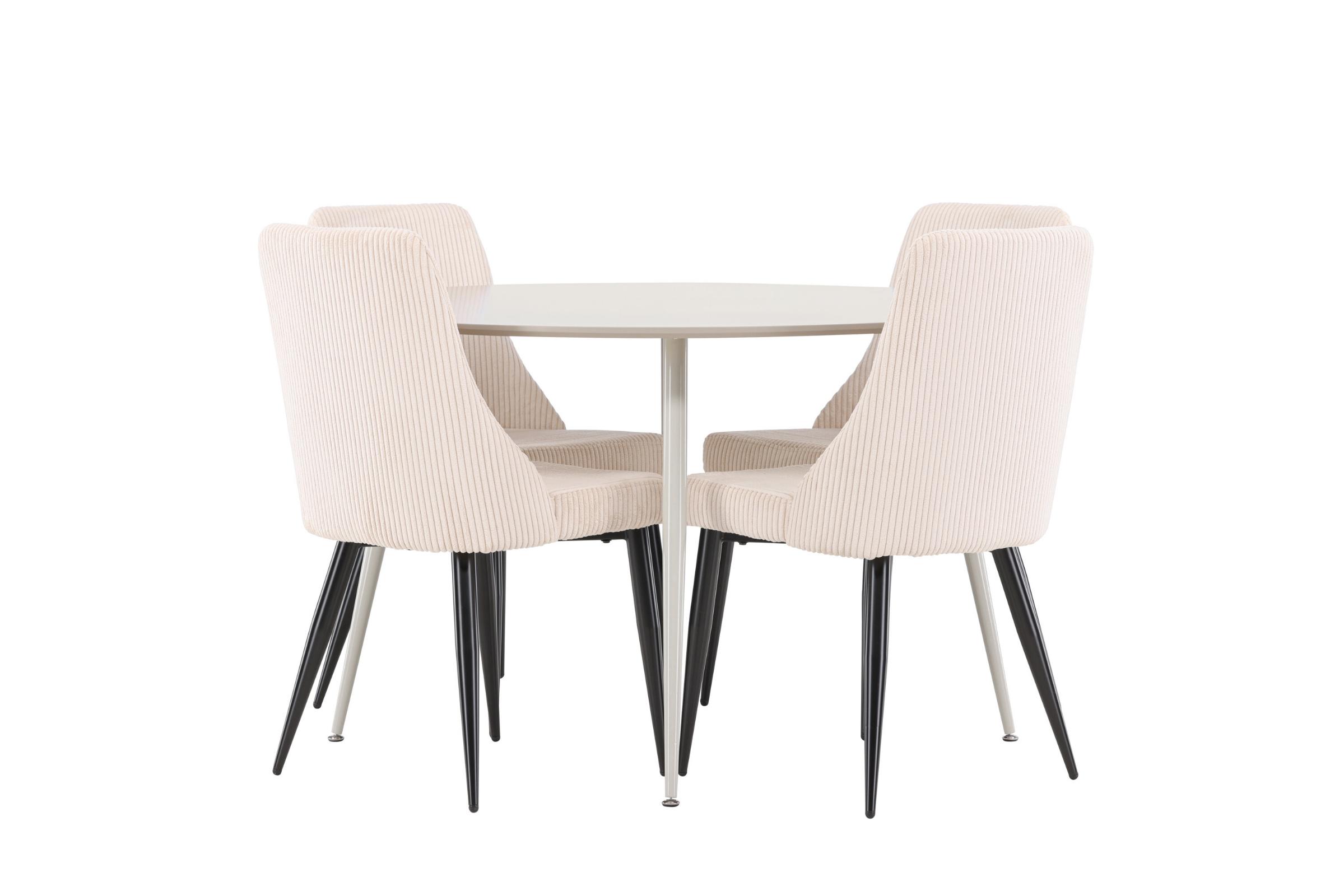 Plaza spisebordssæt spisebord beige 4 stole fløjl beige