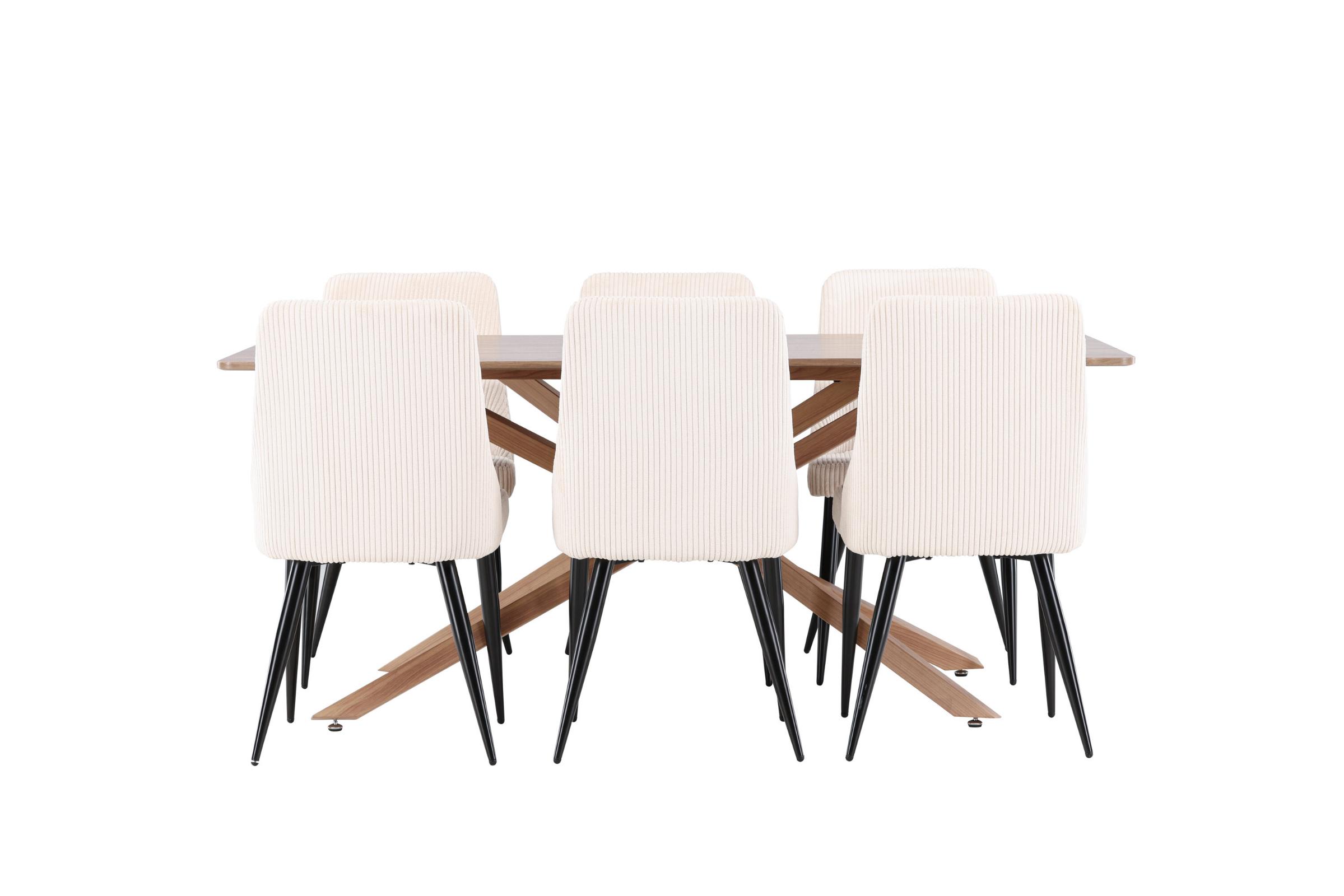 Piazza spisebordssæt spisebord mocca 6 stole fløjl beige