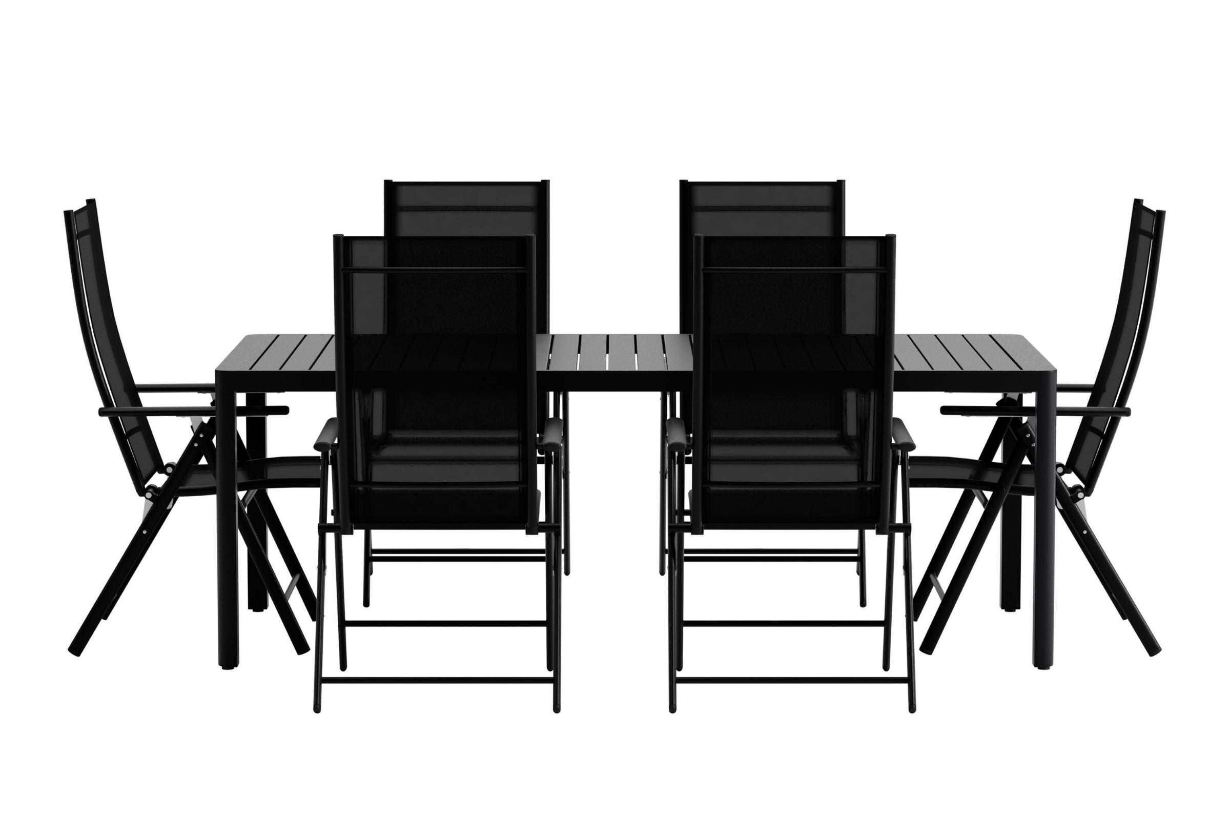Giardini havesæt bord 90x200cm sort 6 stole sort