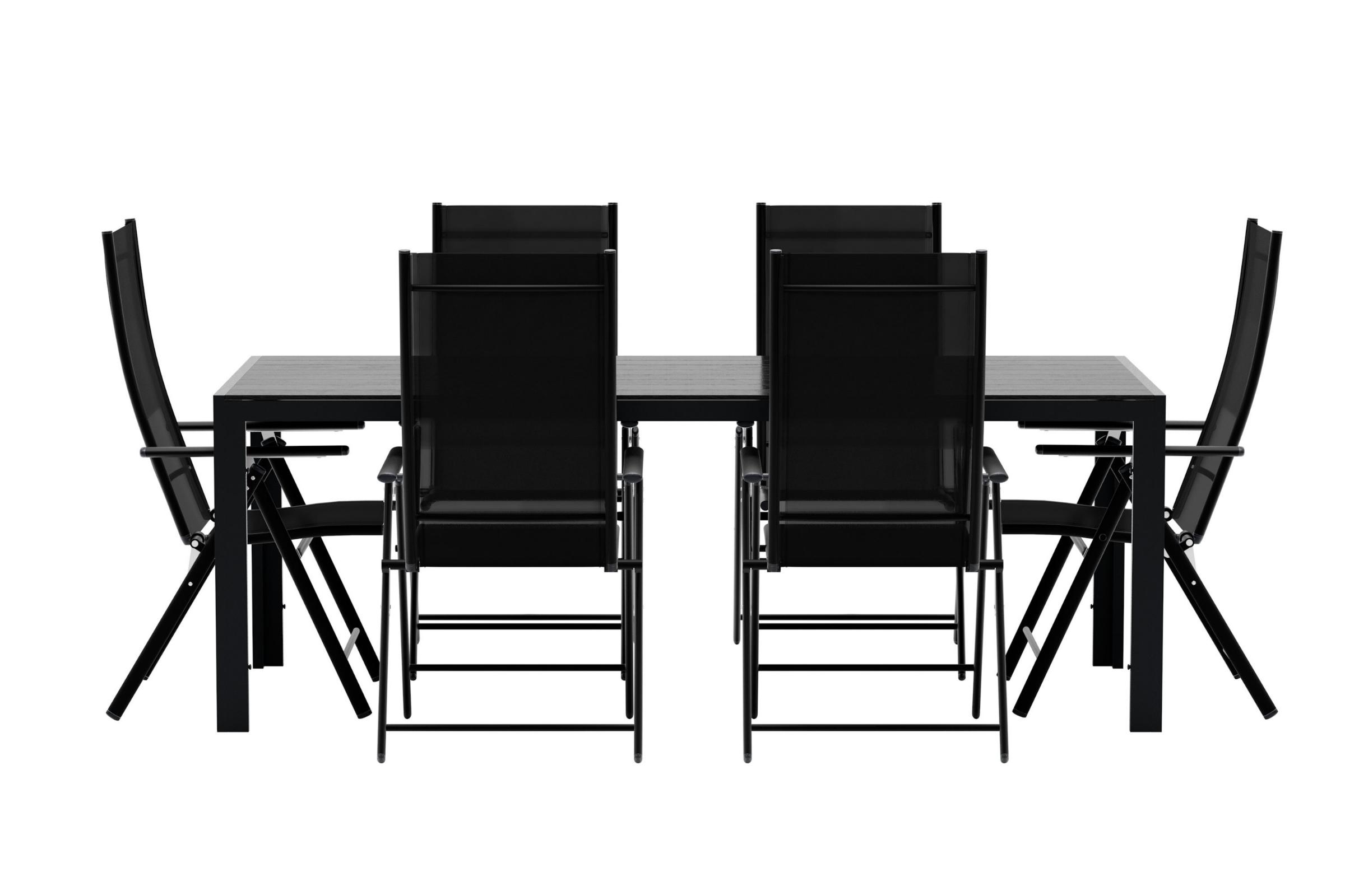 Break havesæt bord 90x200cm sort 6 stole sort