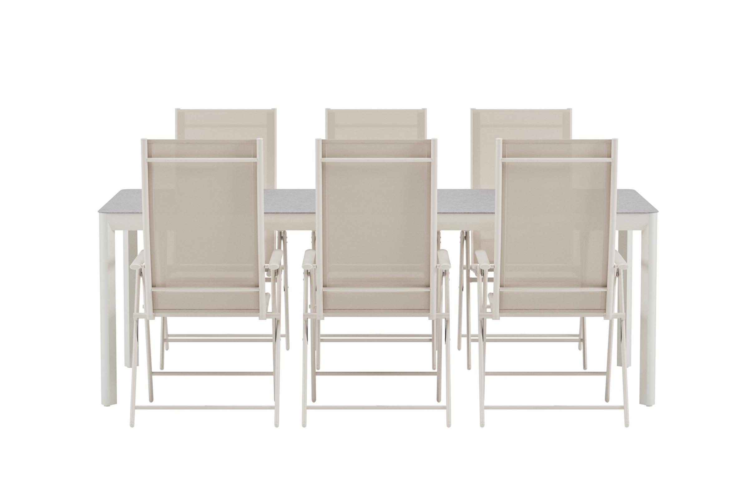 Lino havesæt bord 100x220,cm beige 6 stole beige