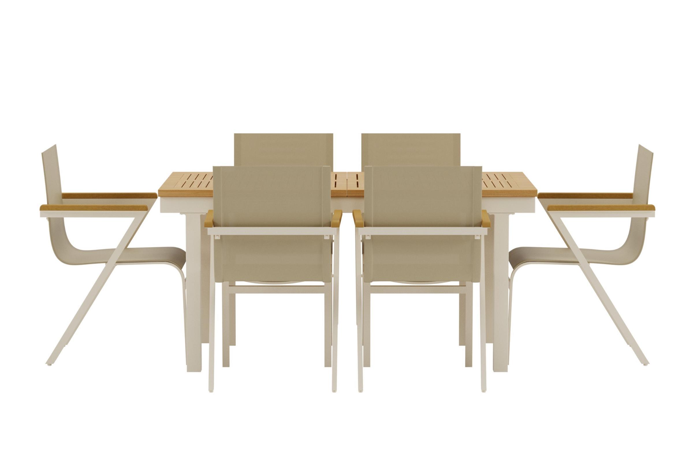 Panama havesæt bord med udtræk 90x160cm natur 6 stole beige