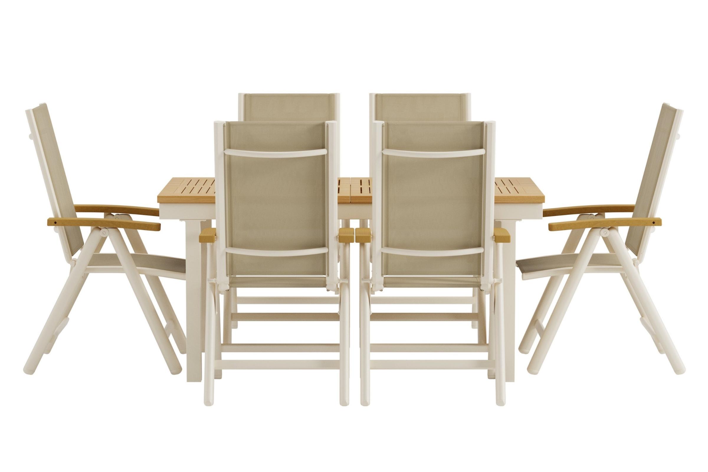 Panama havesæt bordmed udtræk 90x160cm natur 6 stole beige