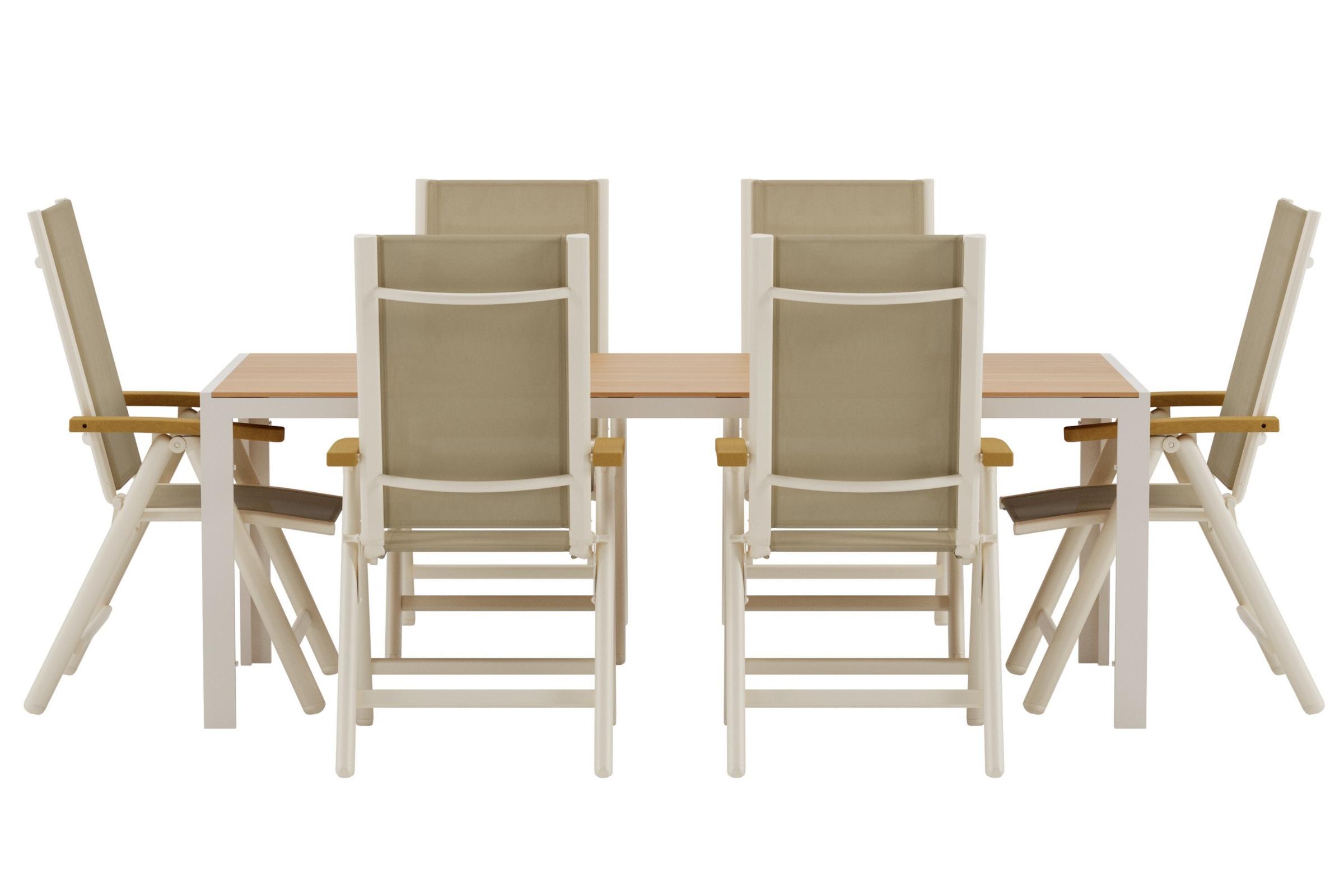 Break havesæt bord 90x200cm natur 6 stole beige