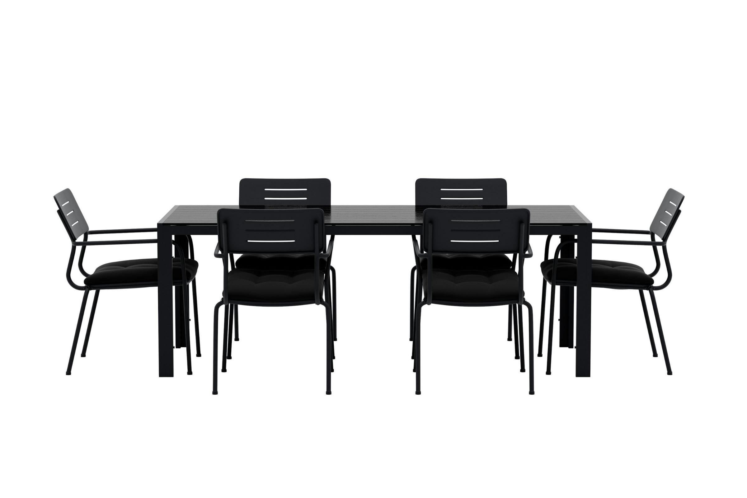 Break havesæt bord 90x200cm sort 6 stole sort