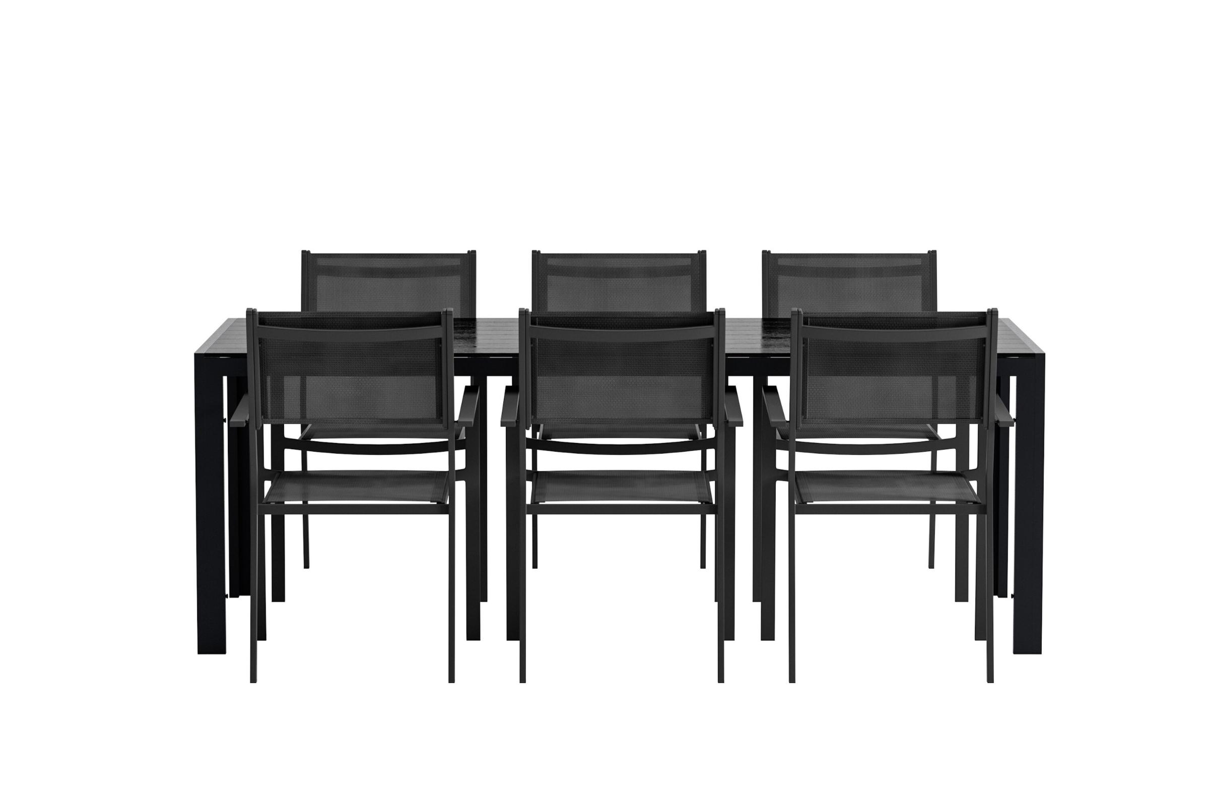 Break havesæt bord 90x200cm sort 6 stole sort