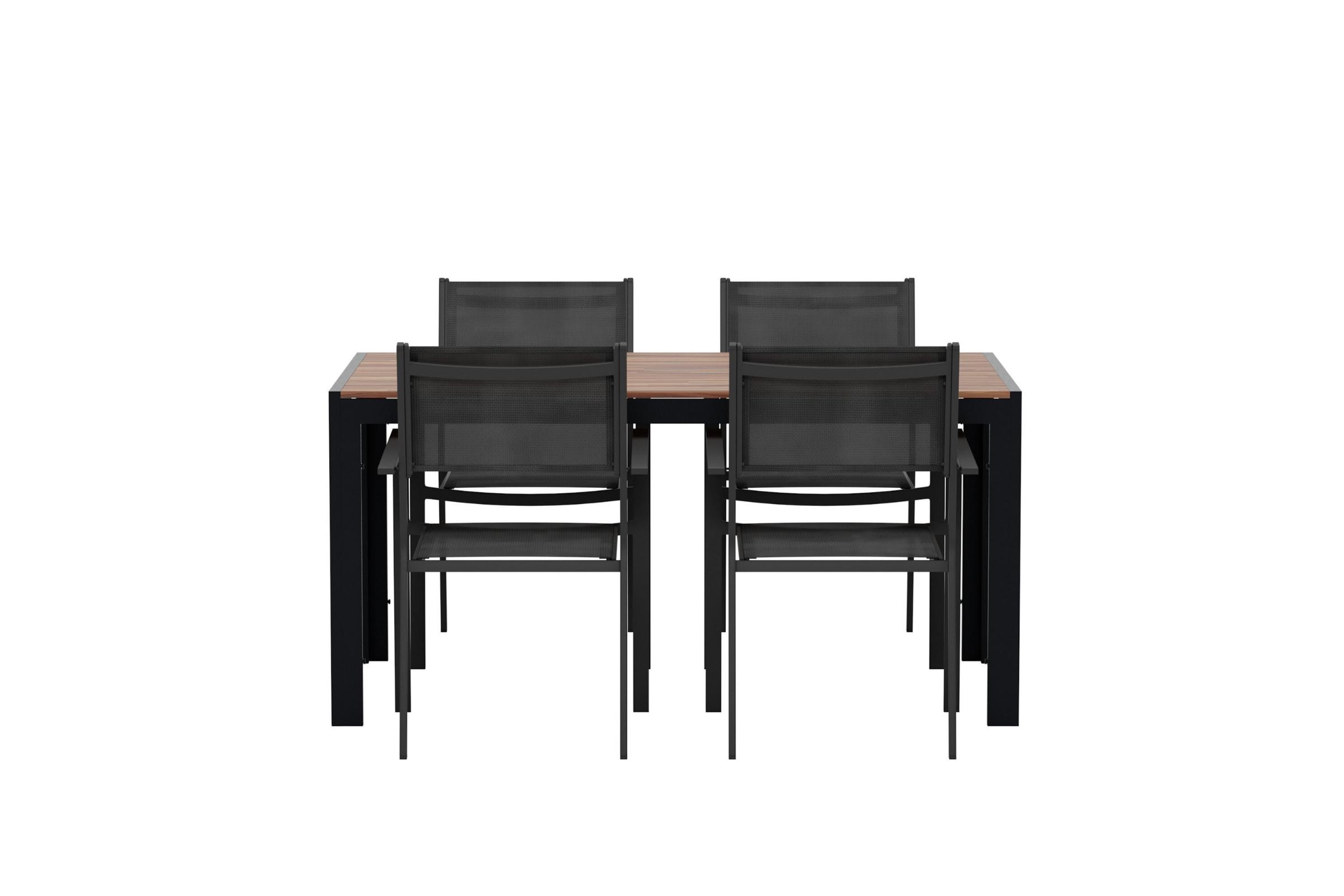 Break havesæt bord 90x150cm natur 4 stole sort