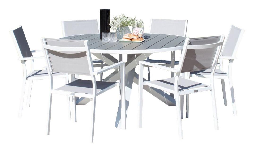 Parma havesæt bord 140x140cm 6 stole Copacabana grå