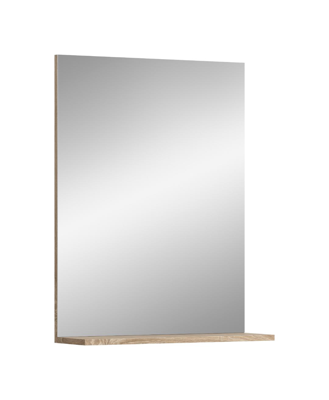 Lambada badspejl 1 låge, 1 hylde hvid højglans, eg dekor