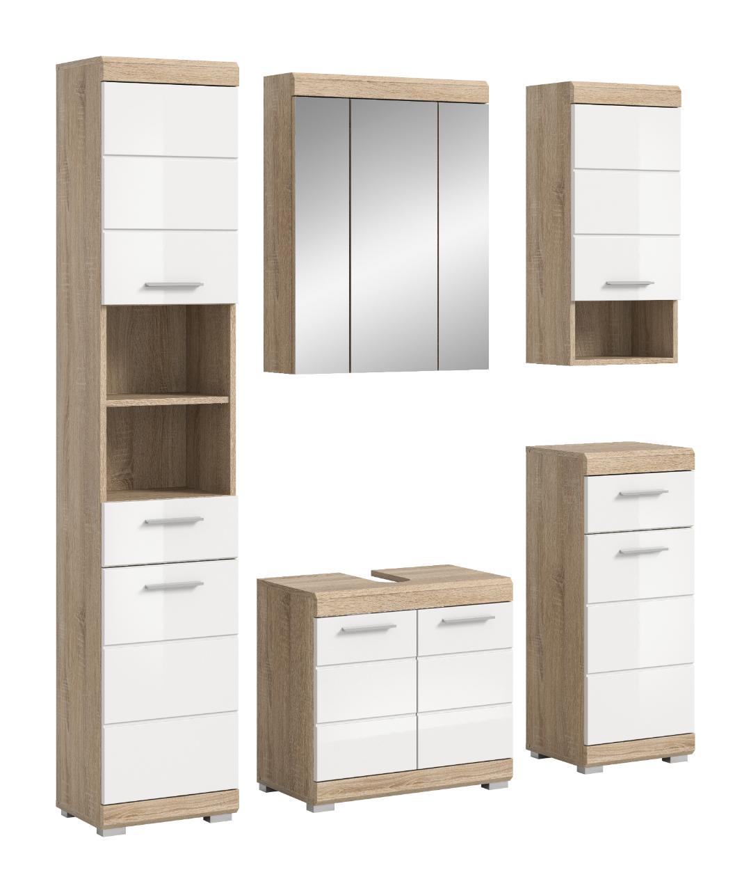 Lambada badmiljø L24 hvid højglans, eg dekor