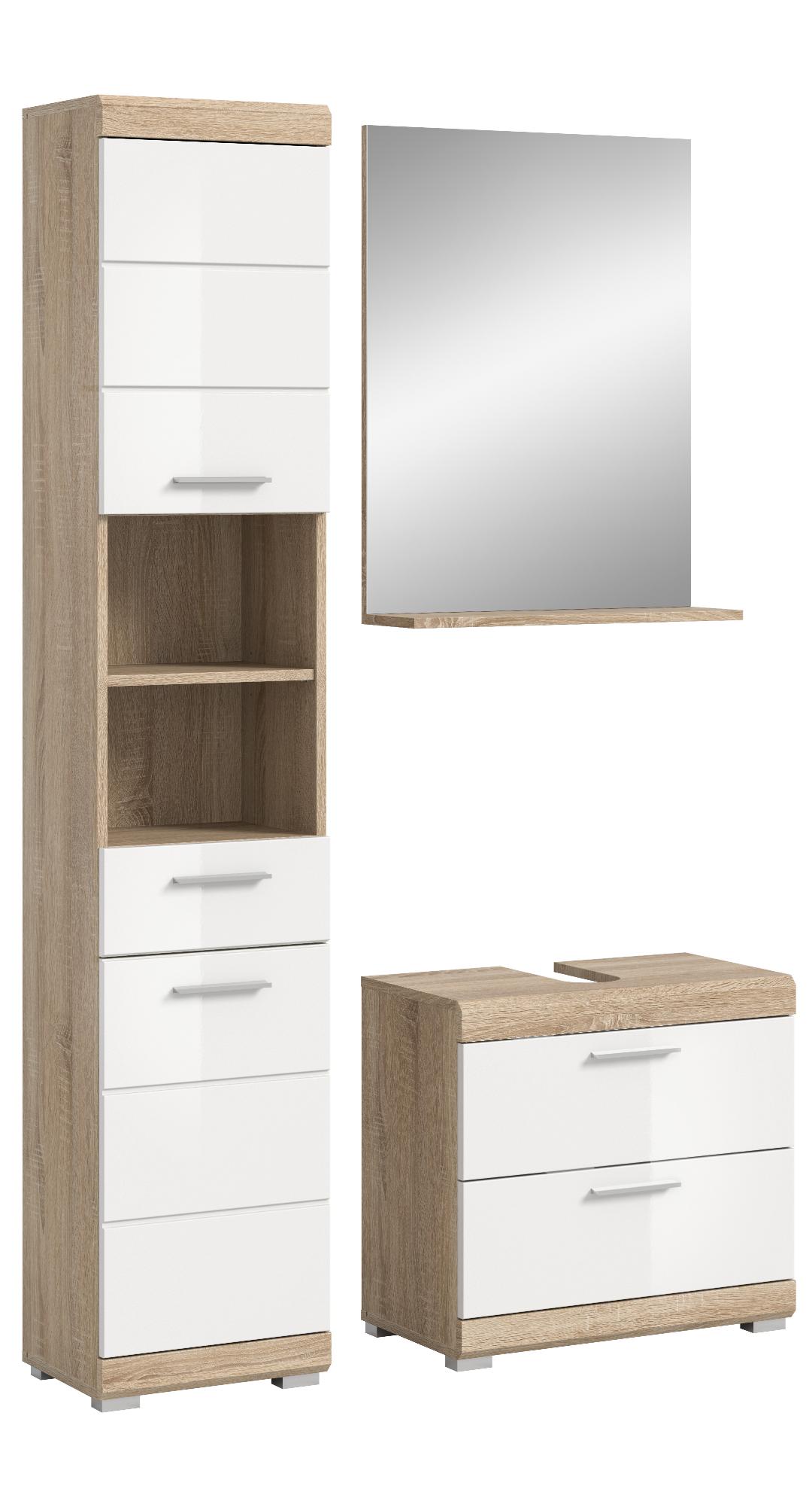 Lambada badmiljø L17 hvid højglans, eg dekor