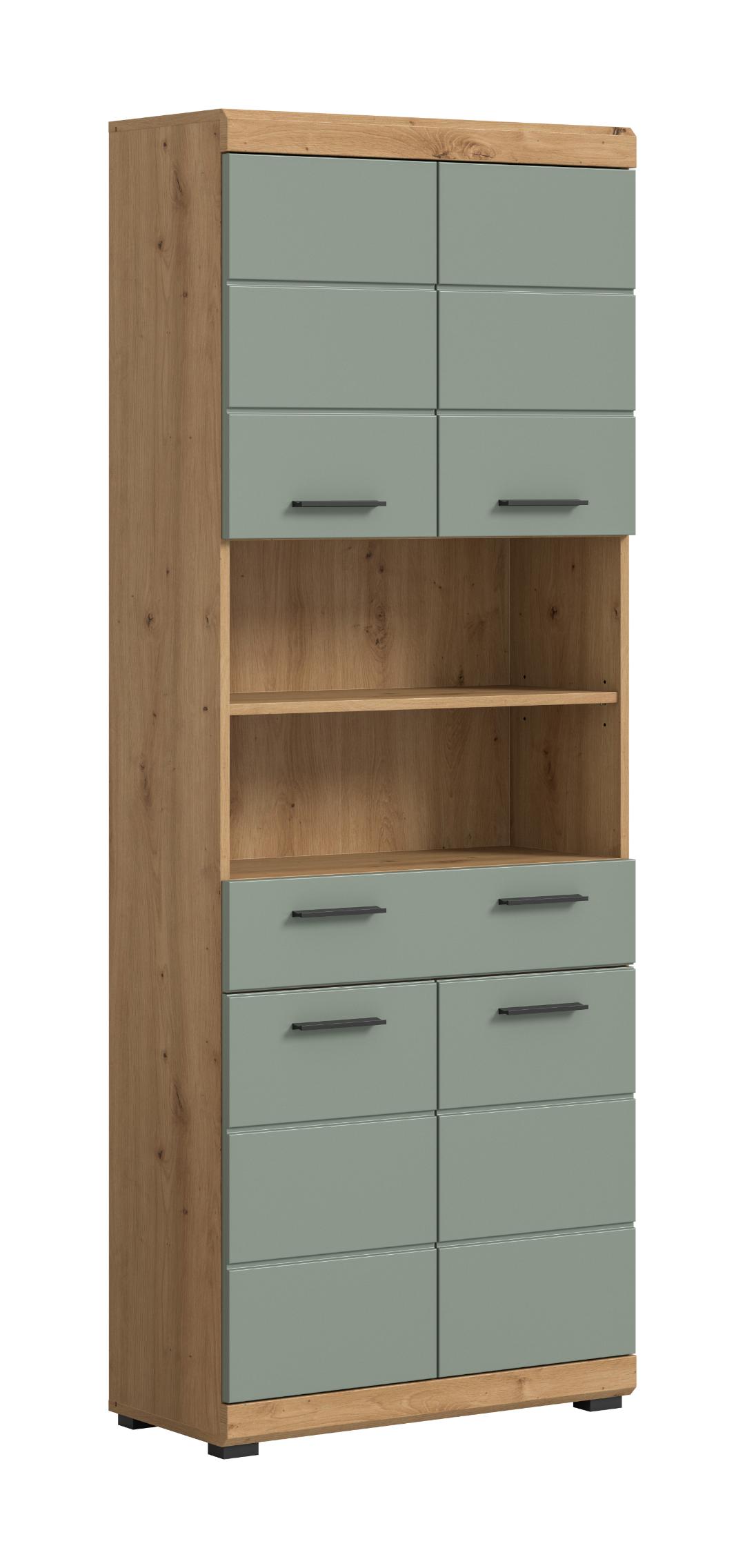 Scout højskab badeværelse 4 låger, 1 skuffe, 2 hylder salvie dekor, eg dekor