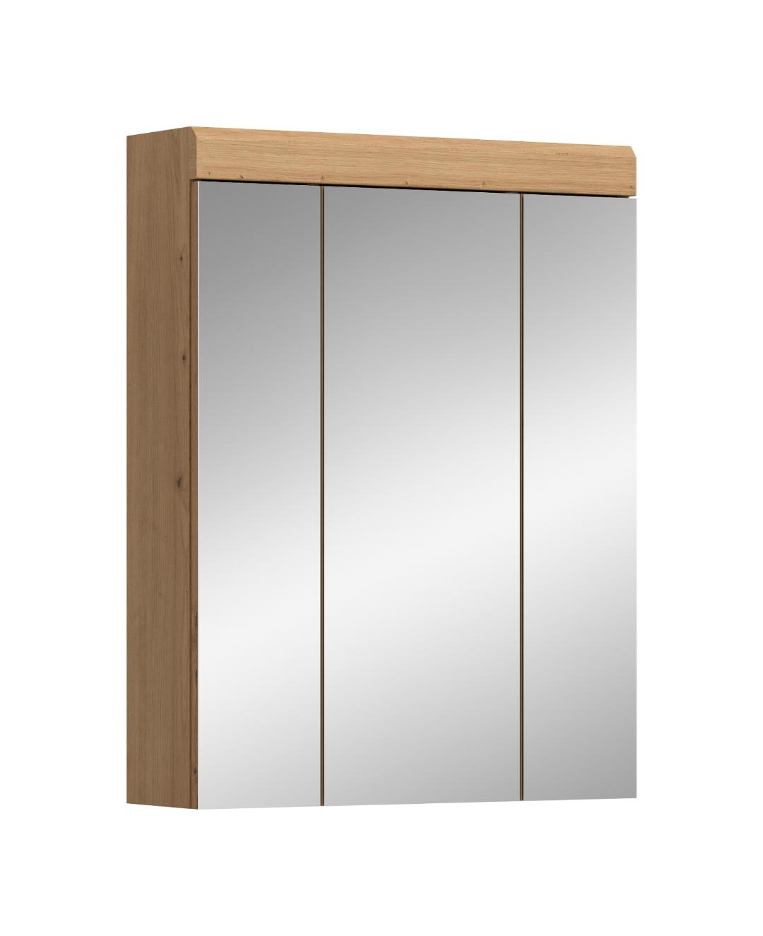 Scout spejlskab badeværelse 3 spejllåger salvie dekor, eg dekor