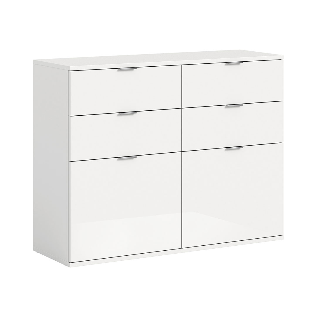 ProjektX skoskab 4 skuffer 2 klaplåger hvid højglans