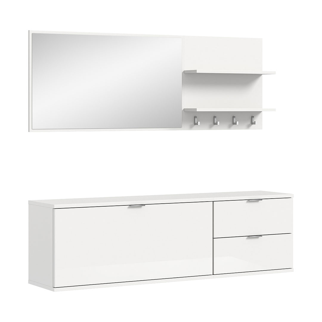 ProjektX entremøbelsæt 4 dele hvid højglans