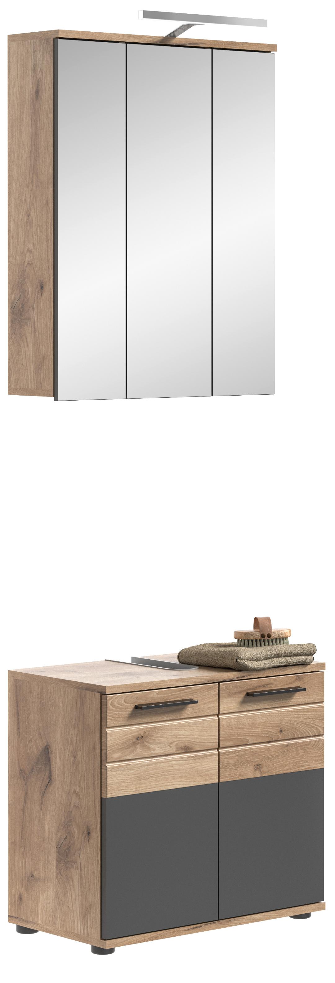 Mason badmiljø M5 inkl. belysning grå, eg dekor