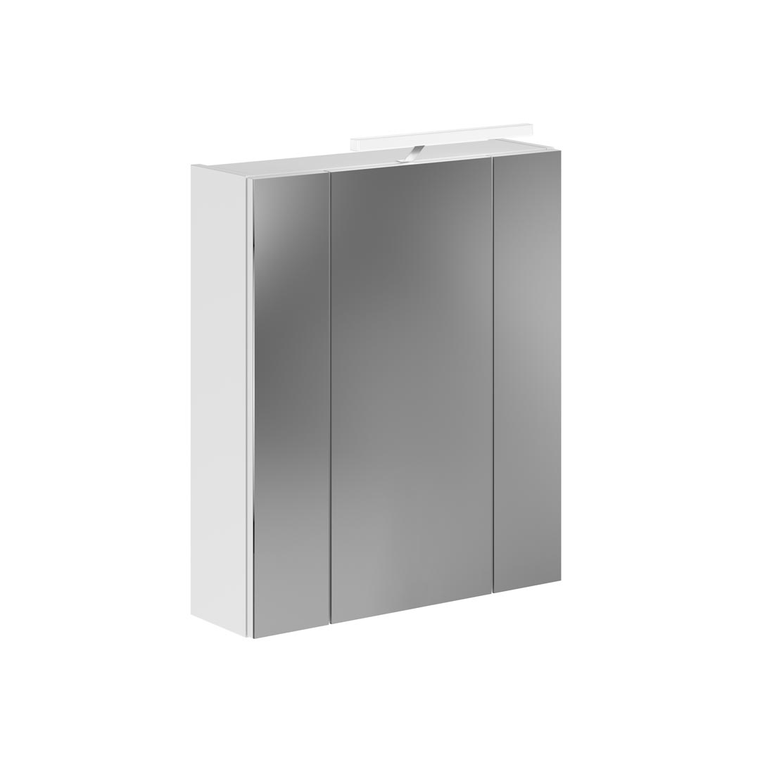 Linus spejlskab badeværelse 3 låger inkl. lys højglans hvid,hvid