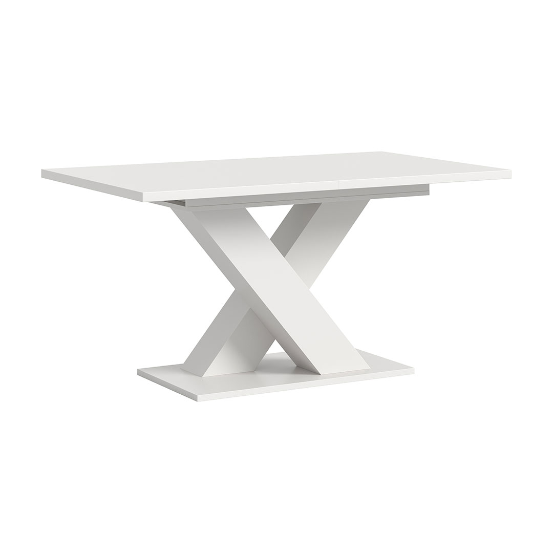 Motion spisebord X-fod 90x150/190cm inkl. 1 tillægsplade hvid