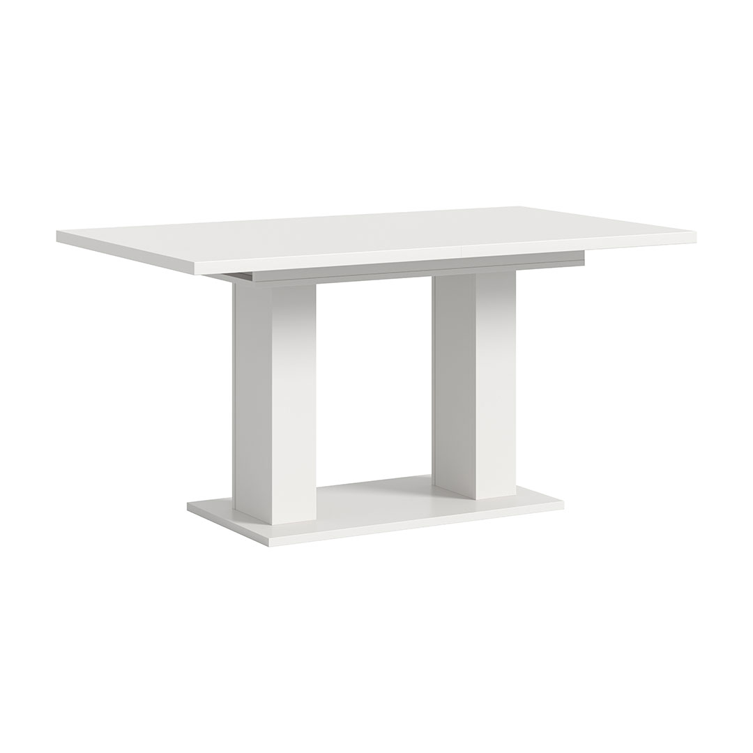 Motion spisebord dobbelsøjle-fod 90x150/190cm inkl. 1 tillægsplade hvid