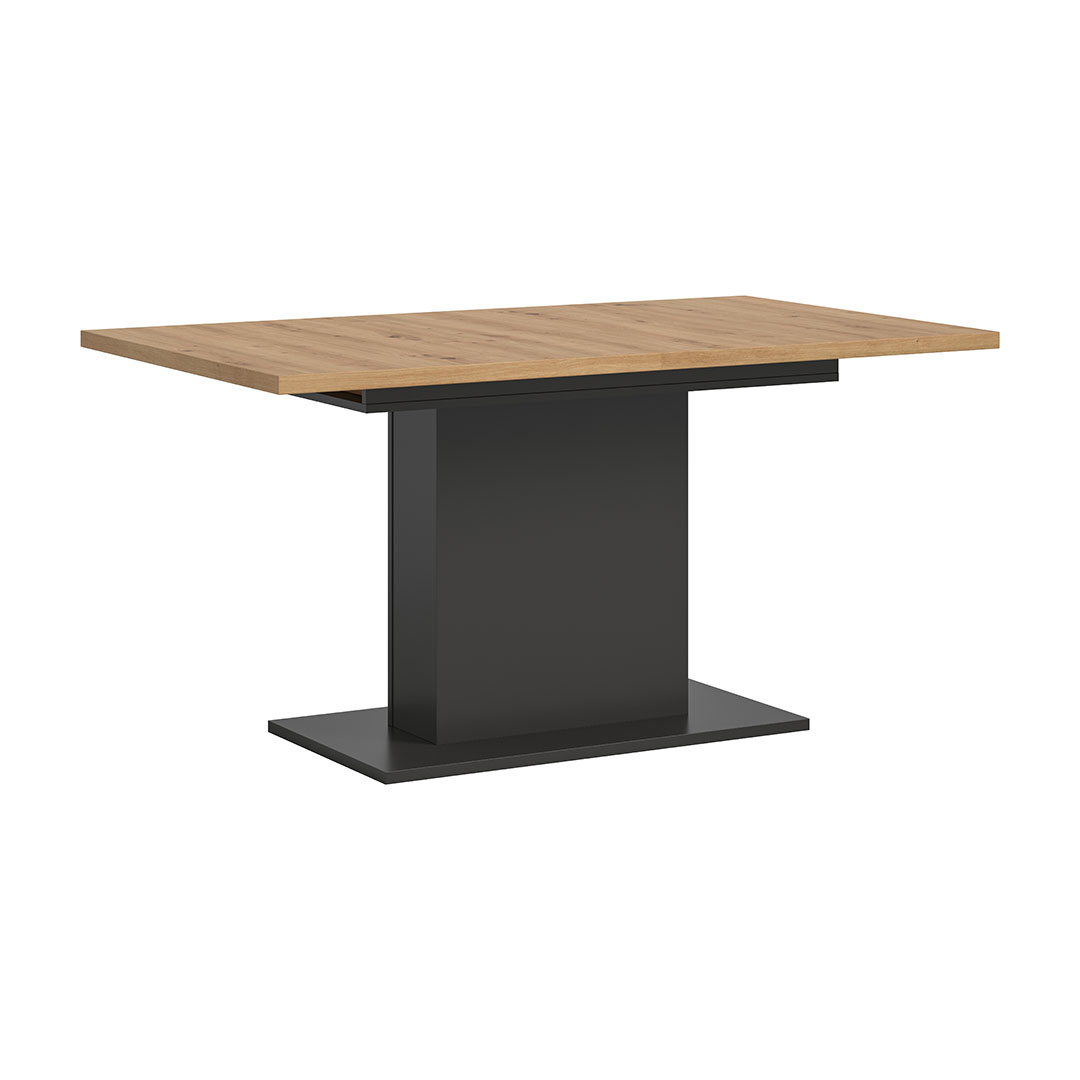 Motion spisebord søjle-fod 90x150/190cm inkl. 1 tillægsplade eg dekor, grå