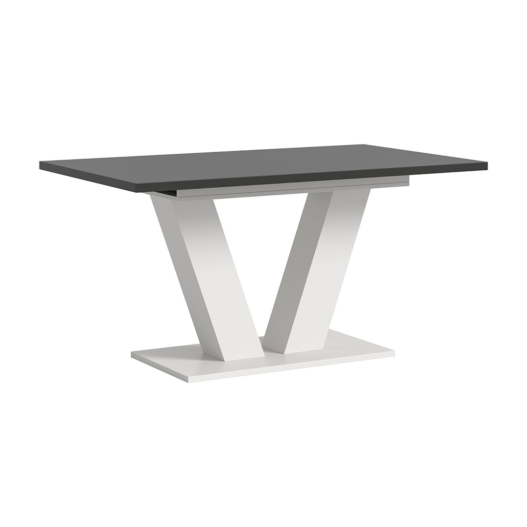 Motion spisebord V-fod 90x150/190cm inkl. 1 tillægsplade grå,hvid