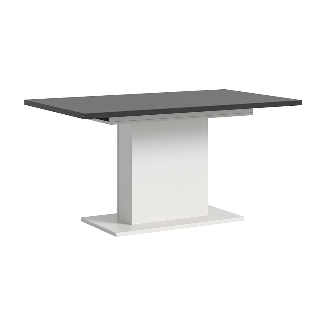 Motion spisebord søjle-fod 90x150/190cm inkl. 1 tillægsplade grå,hvid