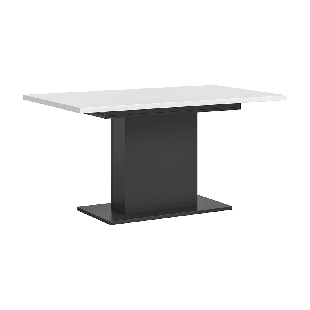 Motion spisebord søjle-fod 90x150/190cm inkl. 1 tillægsplade hvid,grå