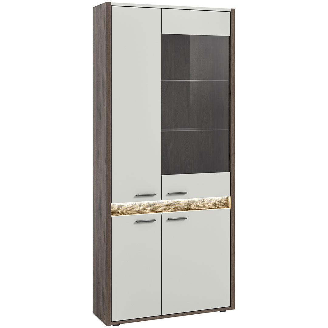 Falcona vitrineskab 4 låger inkl. LED lys lysegrå