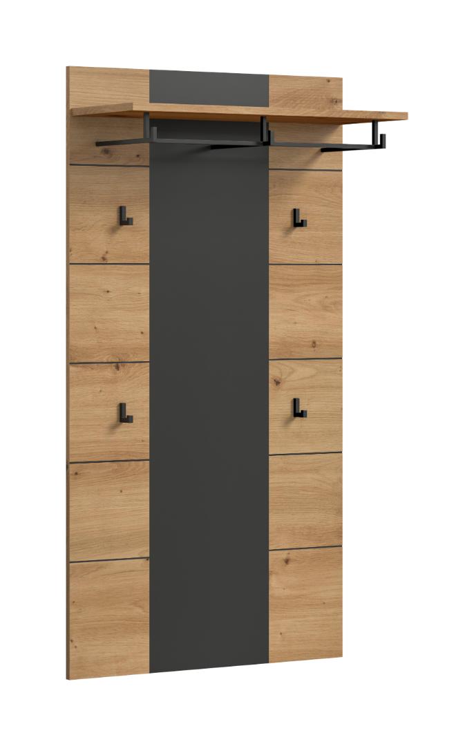 Canu knagerække 4 knager eg dekor, grå