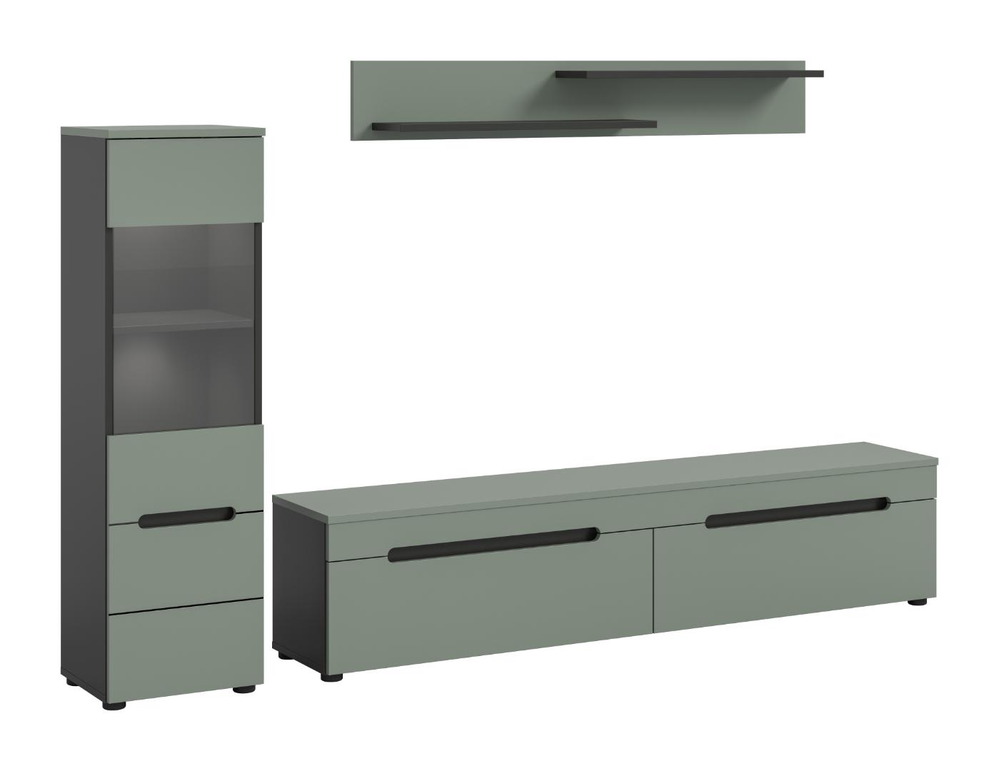 Canu reol C2 system inkl. belysning støvet grøn, mørkegrå