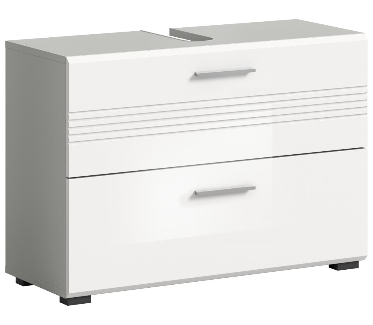 Copa vaskeskab 2 skuffer hvid højglans, lysegrå