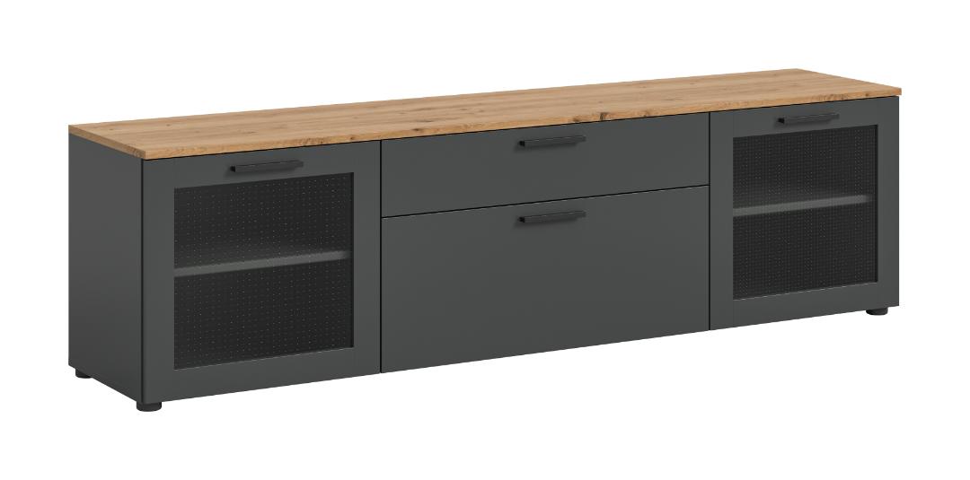 Niklas TV møbel 2 låger, 1 klaplåge, 1 skuffe grå