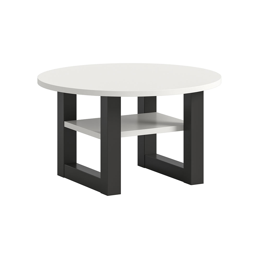 Seattle sofabord Ø75cm 1 hylde hvid