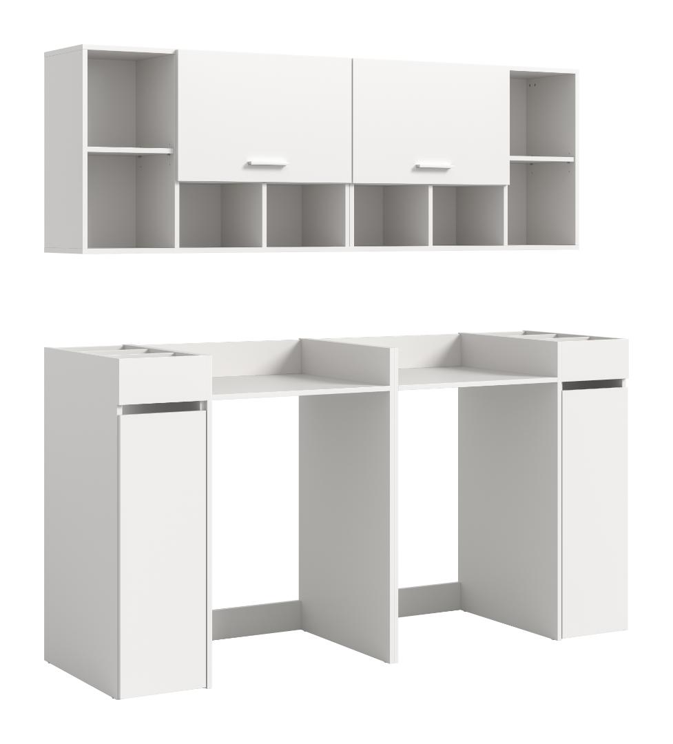 Free vaskemaskineskab 2 klaplåger, 2 skuffer hvid