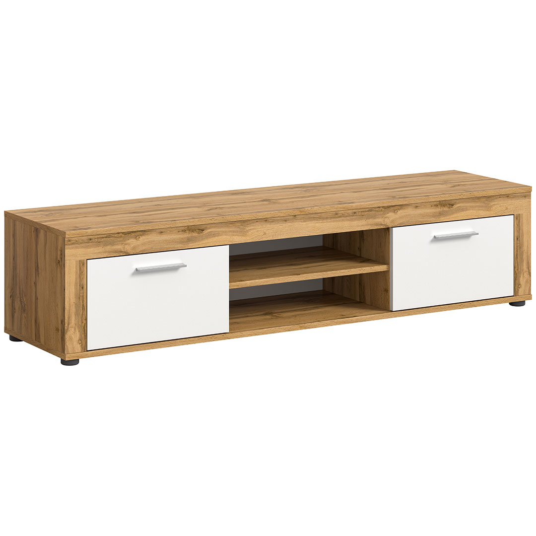 Aosta TV møbel 2 rum 2 klaplåger hvid, eg dekor