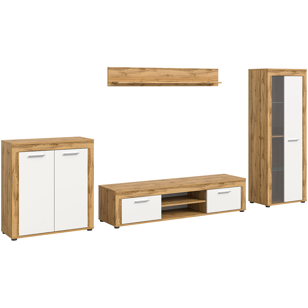 Aosta reolsystem hvid, eg dekor