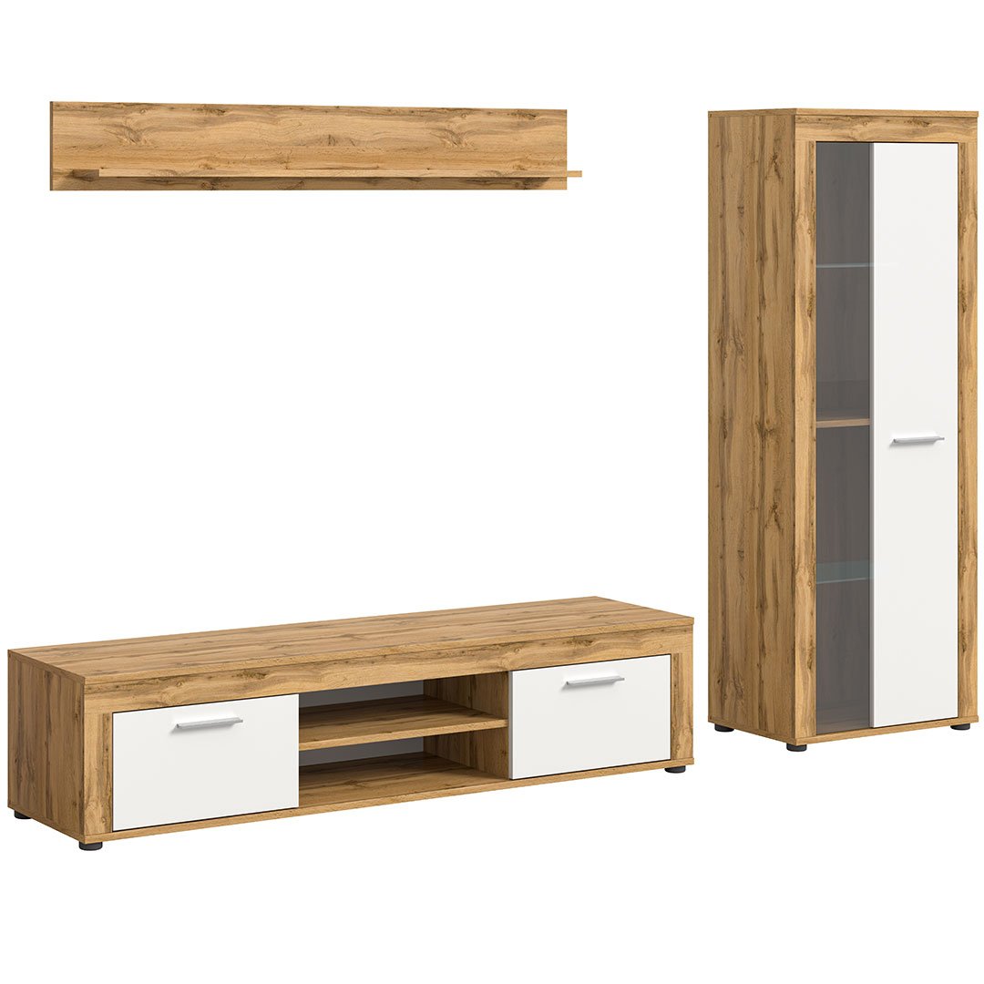 Aosta reolsystem hvid, eg dekor